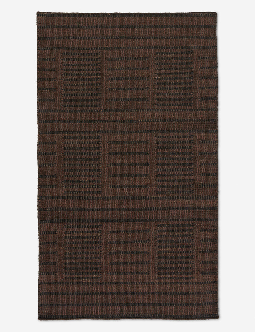 #color::brown #size::3--x-5- | Shere handwoven striped outdoor rug by Sarah Sherman Samuel in Brown