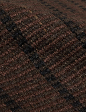 Close up of the Shere handwoven striped outdoor rug by Sarah Sherman Samuel in Brown