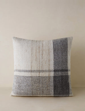 Sidle headered plaid outdoor throw pillow.