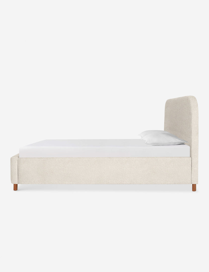 #size::queen #size::king #color::boucle-cream #size::cal-king | Side of the Solene Boucle Cream platform bed