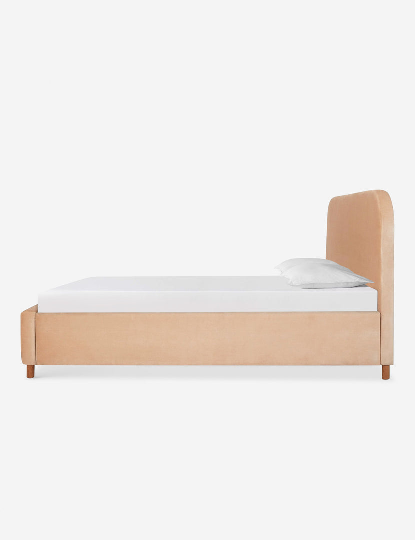 #color::buff #size::queen #size::king #size::cal-king | Side of the Solene buff pink velvet platform bed