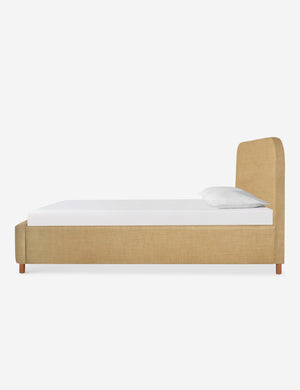 Side of the Solene Wheat yellow linen platform bed