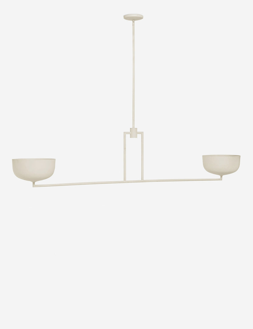 #color::sand #size::57-dia | Angled view of the Talley modern sculptural linear chandelier.