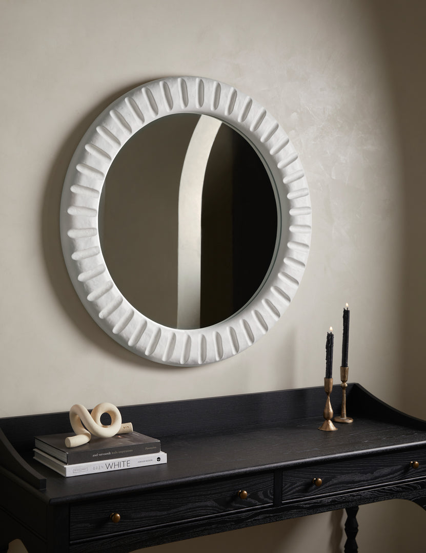 | Decorative ceramic Ollis Knot by SIN Ceramics styled on a console table