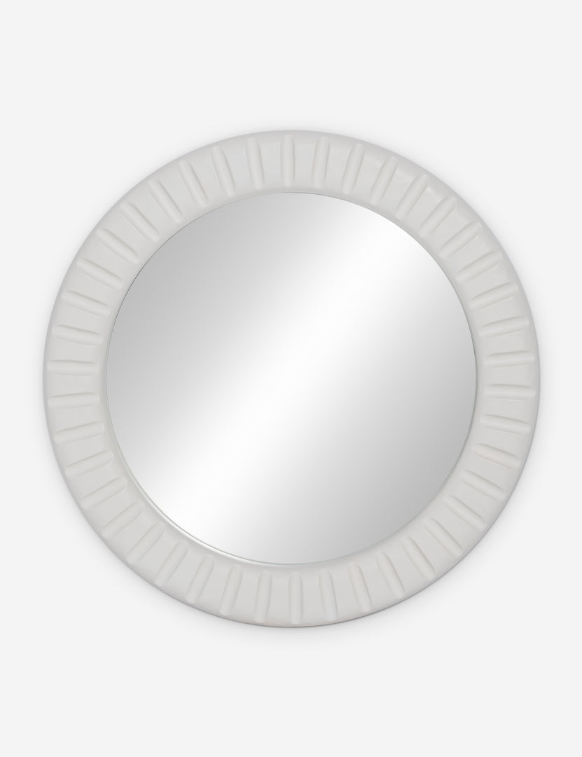 #color::white | Tapp white framed round wall mirror