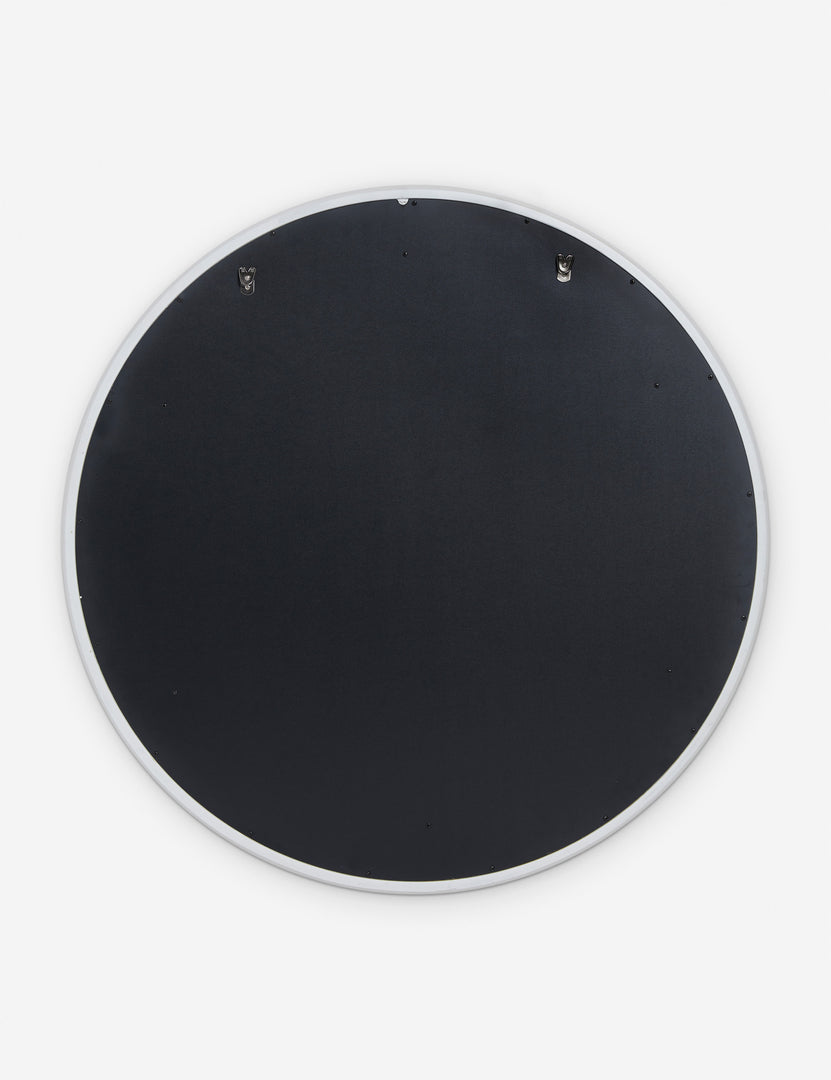 #color::white | Back of the Tapp white framed round wall mirror