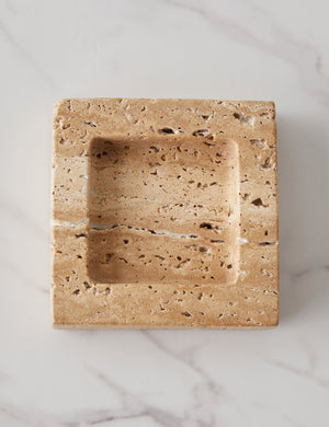 Teo catchall square tray in biscotti stone