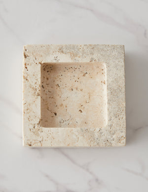 Teo catchall square tray in travertine