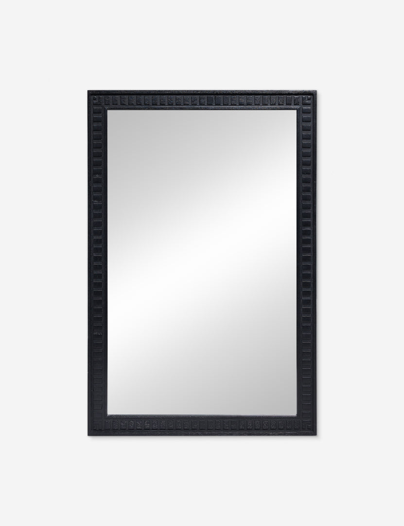 #color::black | Thelma black carved wood framed mirror