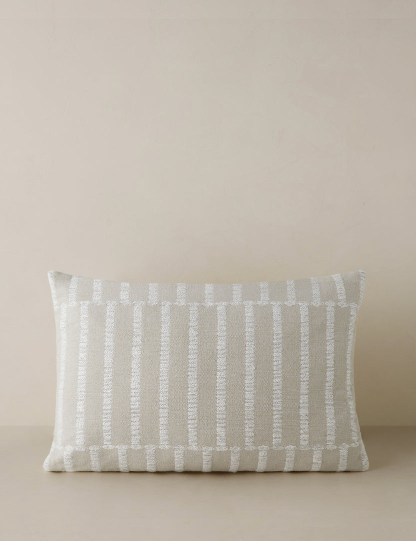 #color::ivory-and-natural #style::lumbar | Thisbe offset stripe lumbar pillow.