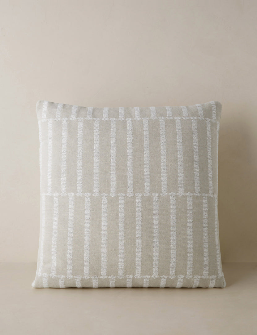 #color::ivory-and-natural #style::square | Thisbe offset stripe throw pillow.