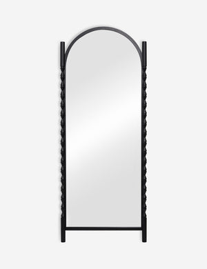 Topia arched carved wood frame floor mirror by Ginny Macdonald in black.