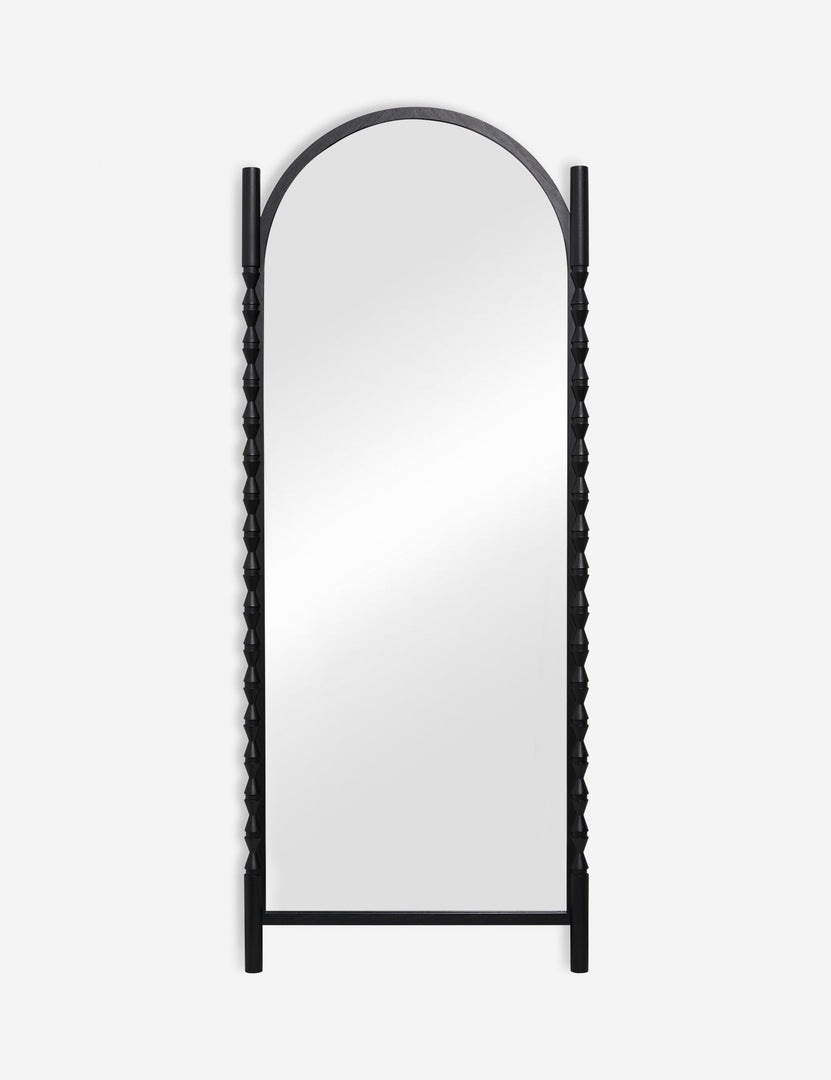 #color::black | Topia arched carved wood frame floor mirror by Ginny Macdonald in black.