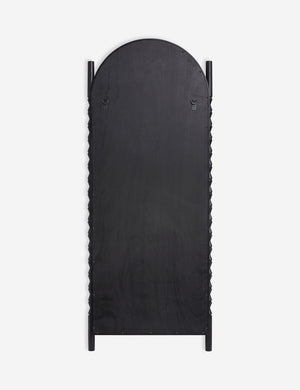 Back of the Topia arched carved wood frame floor mirror by Ginny Macdonald in black.