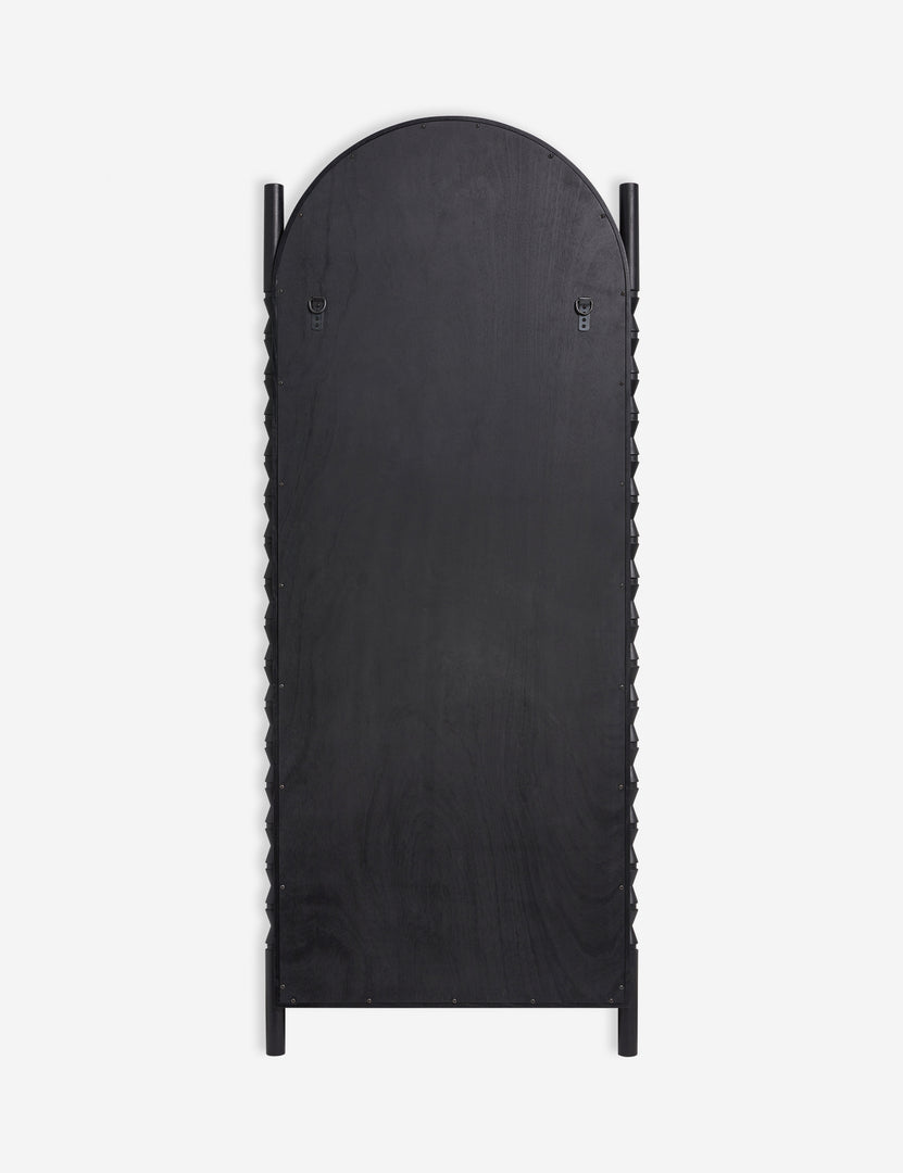 #color::black | Back of the Topia arched carved wood frame floor mirror by Ginny Macdonald in black.