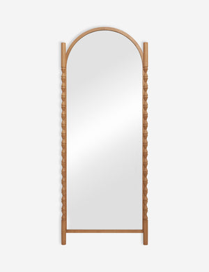 Topia arched carved wood frame floor mirror by Ginny Macdonald in natural.