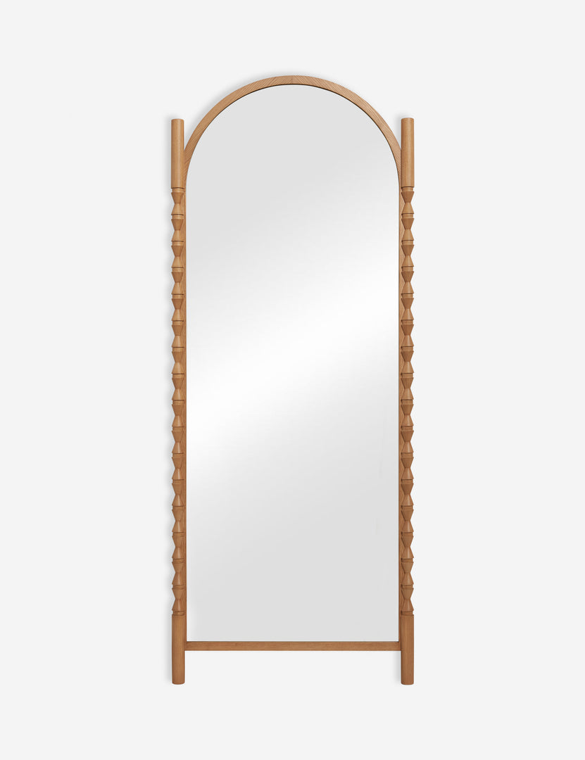 #color::natural | Topia arched carved wood frame floor mirror by Ginny Macdonald in natural.