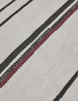 Two Tone Stripe Linen Fabric Swatch by Nathan Turner, Black and Burgundy