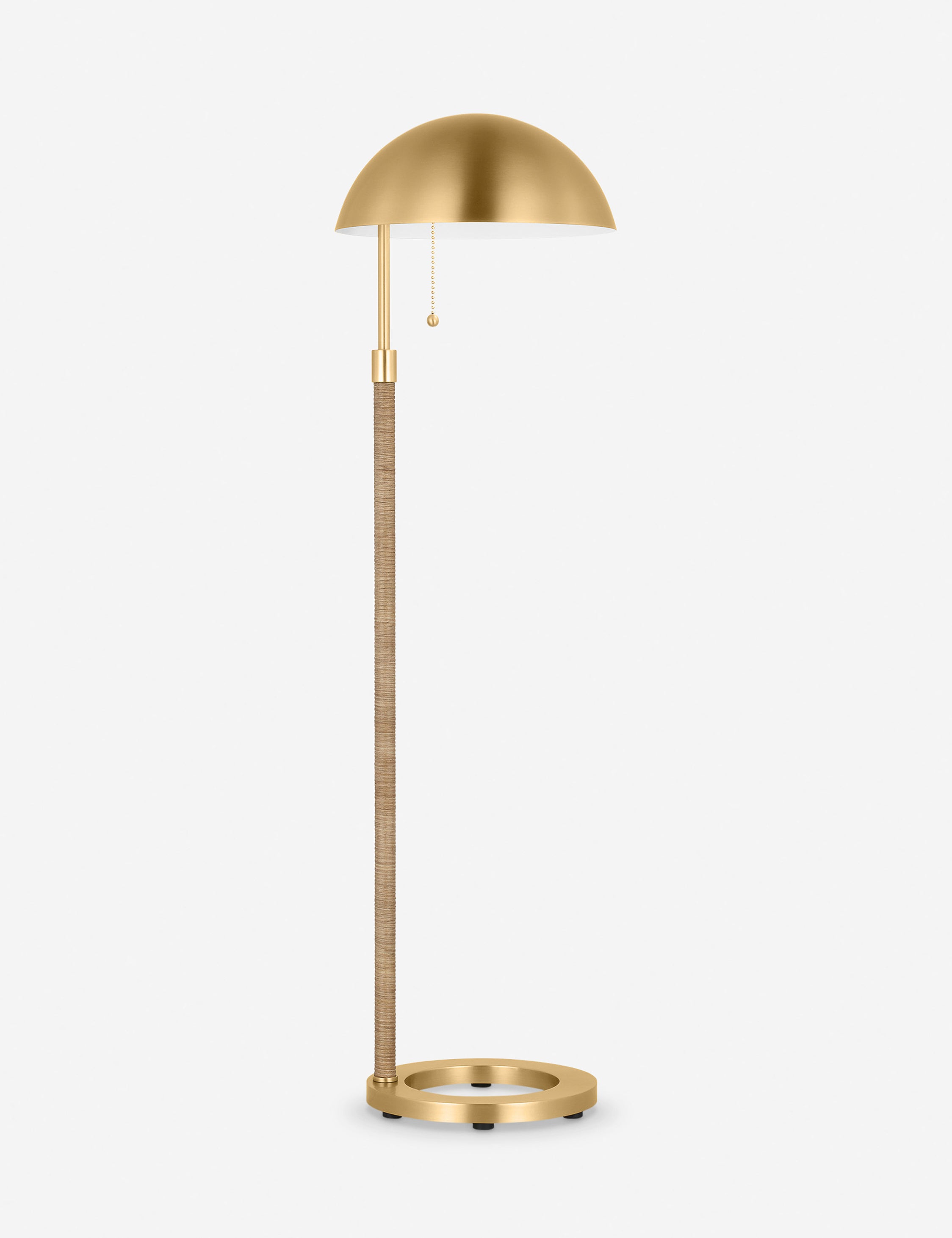 Burnished Brass and Rattan Wrapped Outdoor Floor Lamp