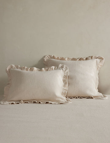 #color::ivory #size::standard #size::king | Vekki relaxed cotton pillow sham set