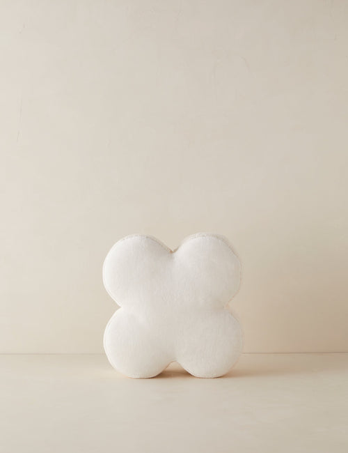 #color::ivory | Velvet clover shaped accent pillow in ivory