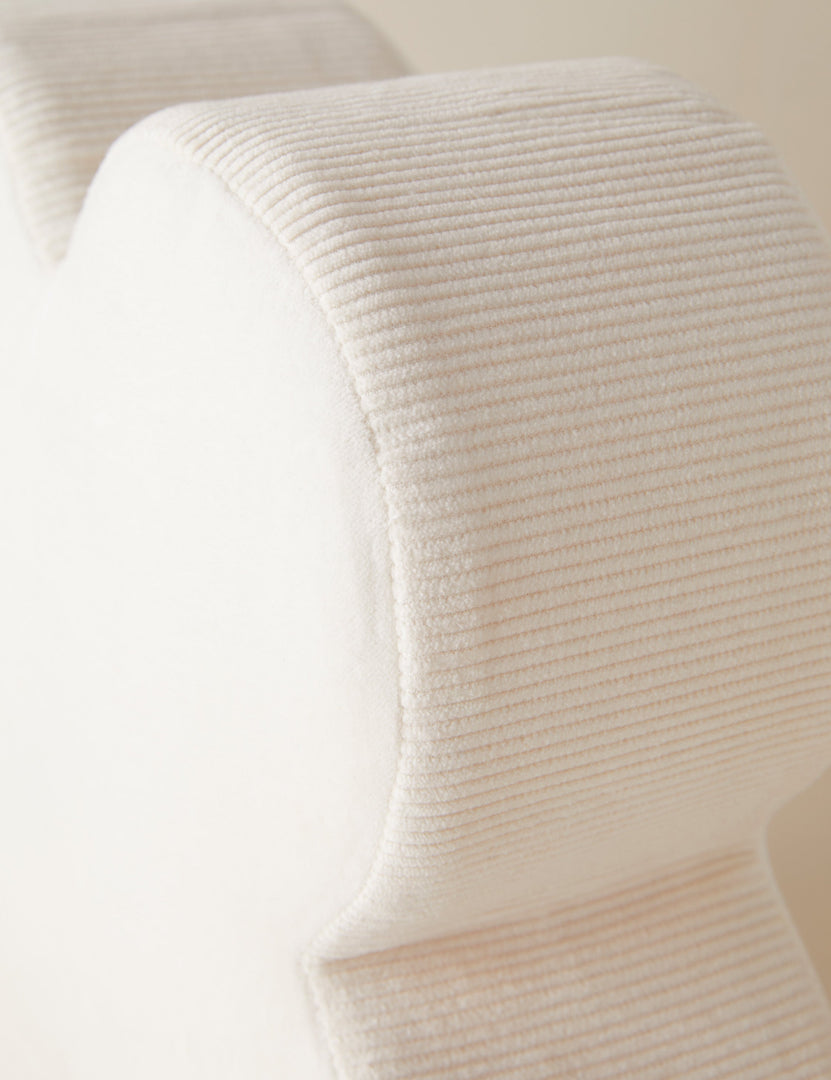 #color::ivory | Close up view of the Velvet clover shaped accent pillow in ivory