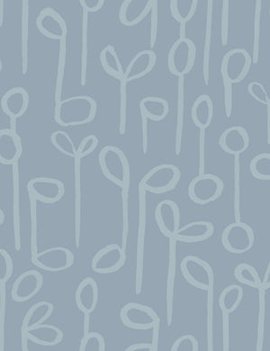 Seedlings Wallpaper by Susan Hable Swatch, Blue