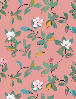 Magnolias Wallpaper by Paule Marrot, Pink, Swatch