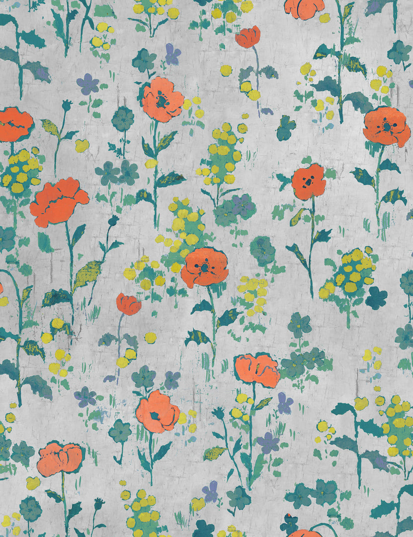 Poppies Wallpaper by Paule Marrot, Natural, Swatch