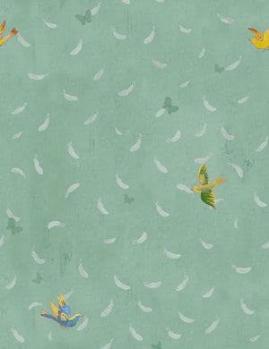 Feathers Wallpaper by Paule Marrot, Green, Swatch