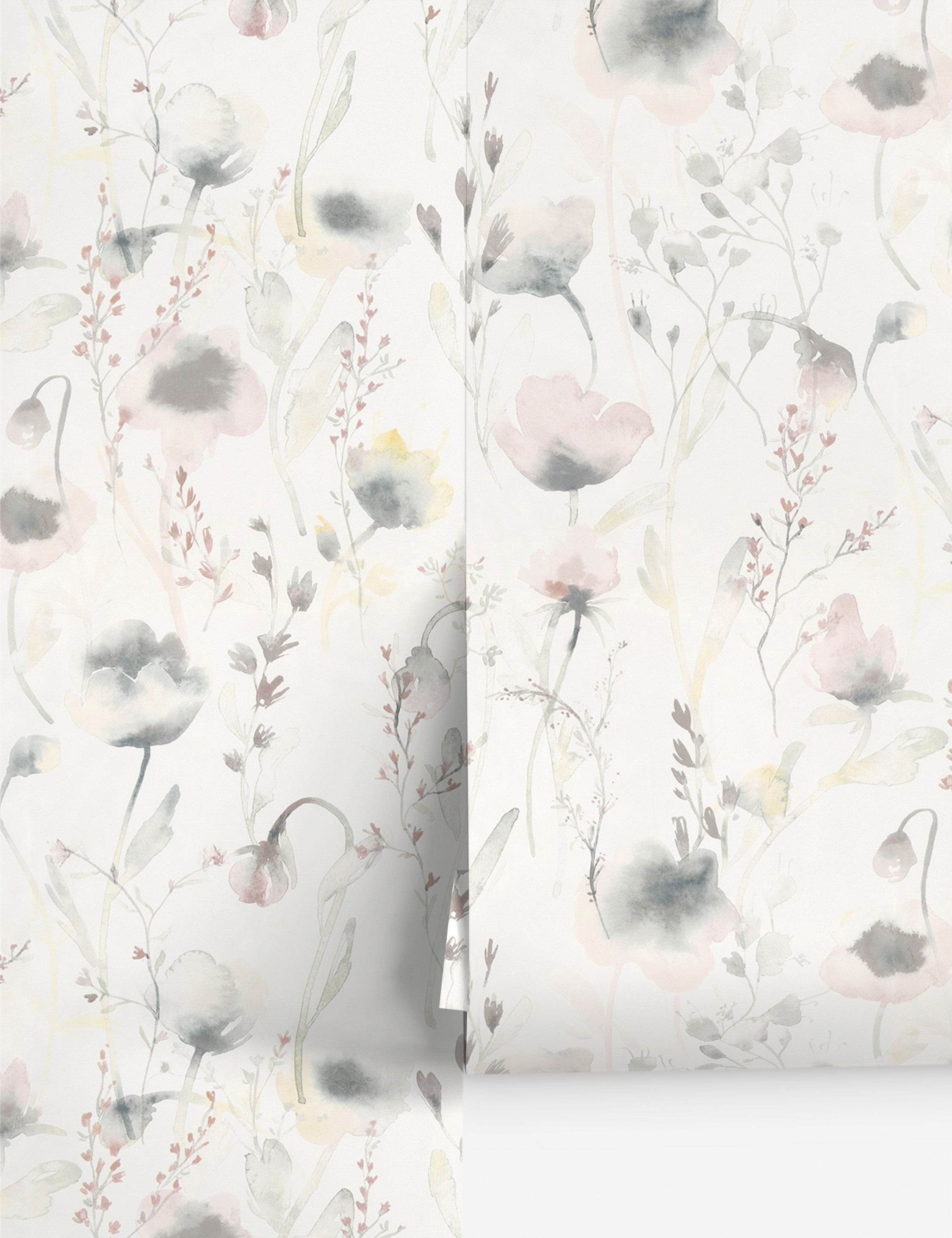 #color::pastel | Scalamandre Lo soft and pastoral gray toned floral wallpaper