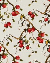 Pomegranate Birds Grasscloth Wallpaper Swatch by Nathan Turner