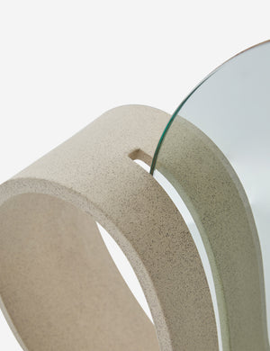 Close up view of the round Wavee Table Mirror by SIN Ceramics