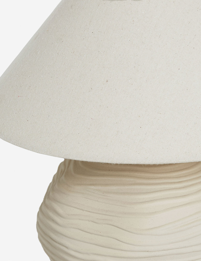 #color::ivory | Close up of the shade of the Wrinkle ceramic table lamp by Sarah Sherman Samuel.
