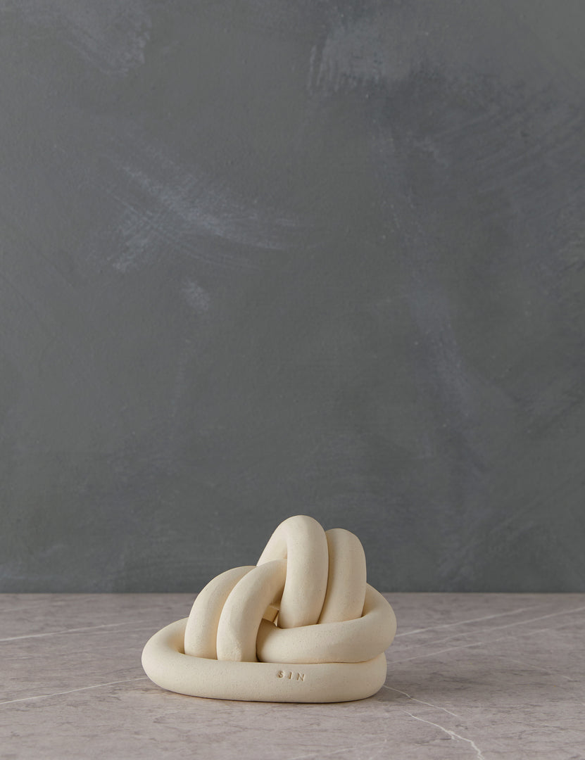 #color::white | Decorative ceramic double coil XL Fist Knot by SIN Ceramics