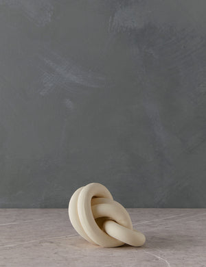 Angled view of the decorative ceramic double coil XL Fist Knot by SIN Ceramics
