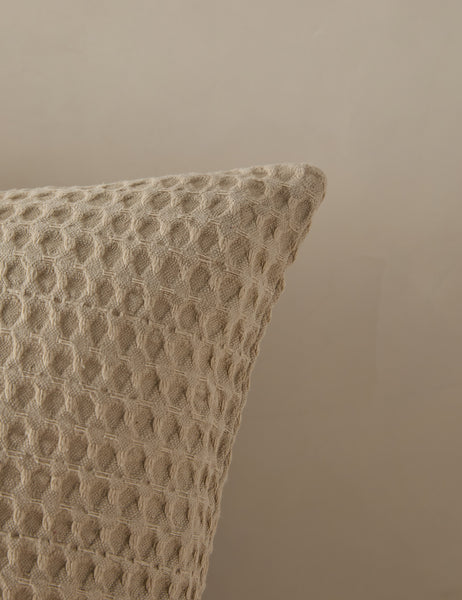 #color::natural #size::king #size::standard | Close-up of the Zuma natural waffle weave sham by pom pom at home