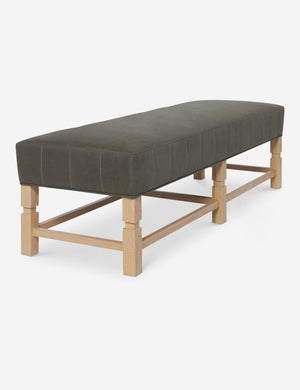 Angled view of the ambleside loden gray linen bench
