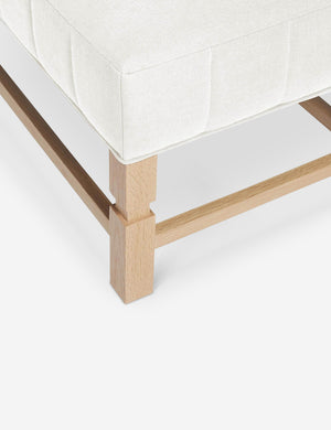 The vertical channeling on the cushion of the Ambleside Oyster white linen bench