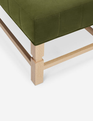 The vertical channeling on the cushion of the Ambleside Jade green velvet bench
