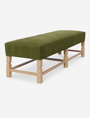 Angled view of the Ambleside Jade green velvet bench