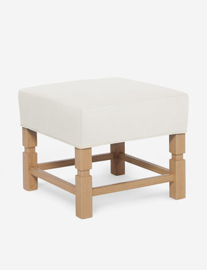 Angled view of the Ambleside Oyster white ottoman