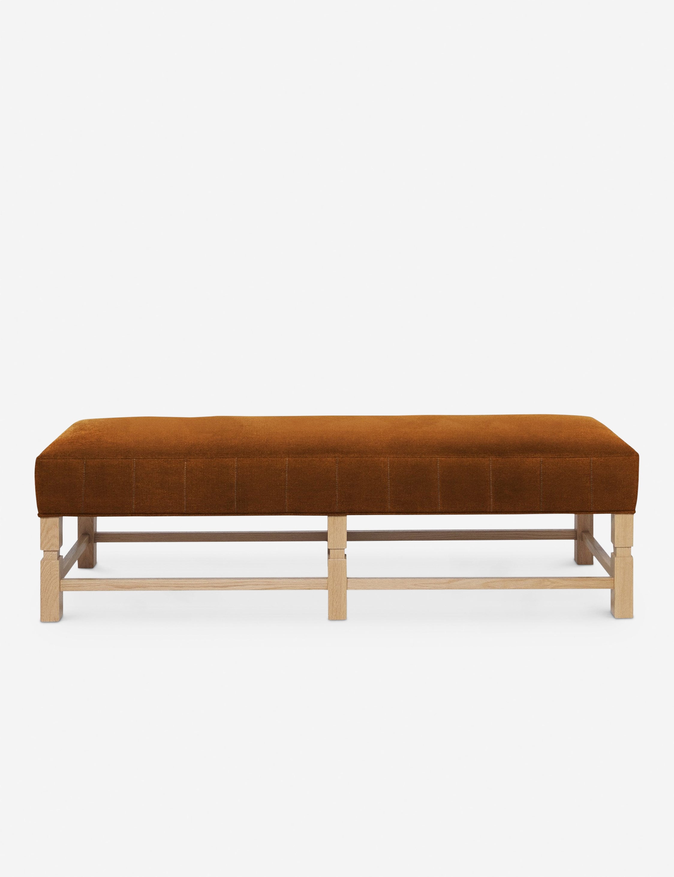 #color::cognac | Angled view of the Ambleside Cognac velvet bench