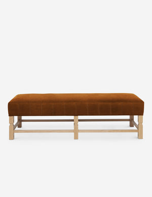 Angled view of the Ambleside Cognac velvet bench