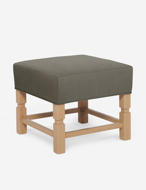 Angled view of the Ambleside Loden gray linen ottoman