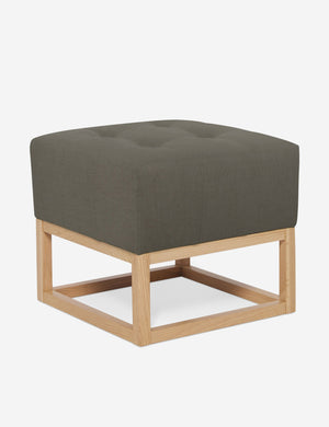 Angled view of the Grasmere Loden Gray Linen Ottoman
