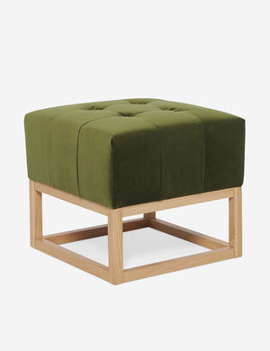 Angled view of the Grasmere Jade Green Velvet Ottoman