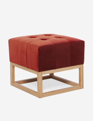 Angled view of the Grasmere Paprika Velvet Ottoman