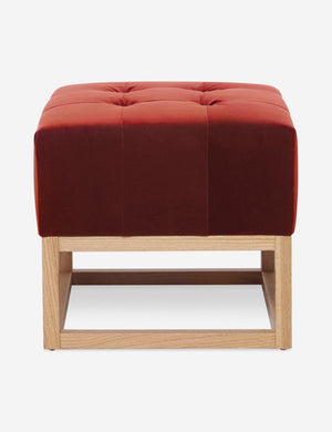 Paprika Velvet Grasmere Ottoman with an upholstered cushion and airy wooden frame by Ginny Macdonald