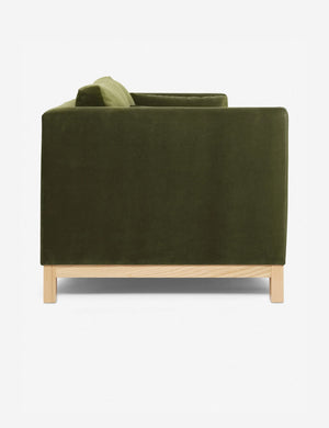 Side of the Jade Green Velvet Hollingworth Sofa